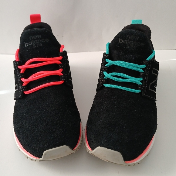 New Balance Other - New Balance, 574 Suede Black Pink and Teal Shoes, Men's Size 8.5 US
